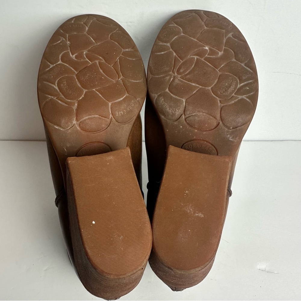 Kork-Ease Chandra Brown Leather Ankle Boots Women's Sz 9.5 Stacked Wooden Heel - Picture 7 of 10